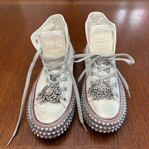 Free People Nan-Ku Couture White Cruise Studded Hi-Top Sneakers sz.40 (9-9.5)